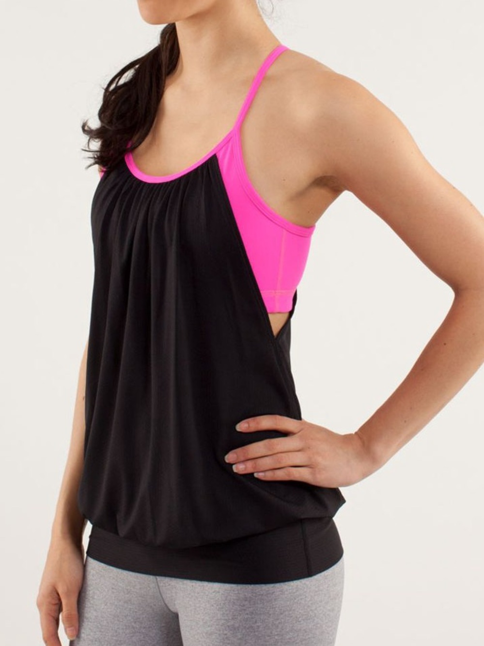 Lululemon No Limits Tank Top - Black/Raspberry Glo Light